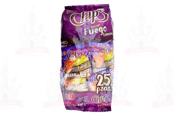 MINI CHIPS FUEGO 6/25/450 GRS BARCEL - EL CASTILLO DEL DULCE