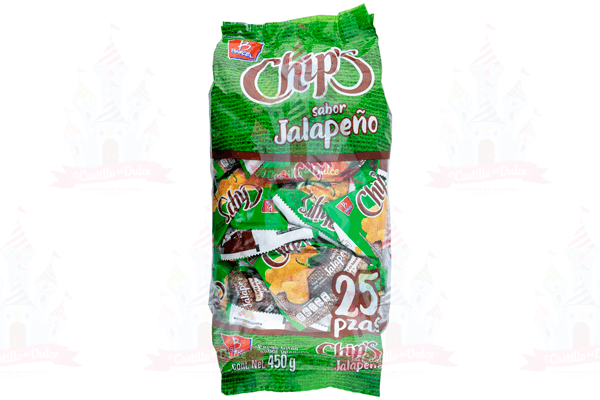 MINI CHIPS JALAPENO 6/25/450 GRS BARCEL - EL CASTILLO DEL DULCE