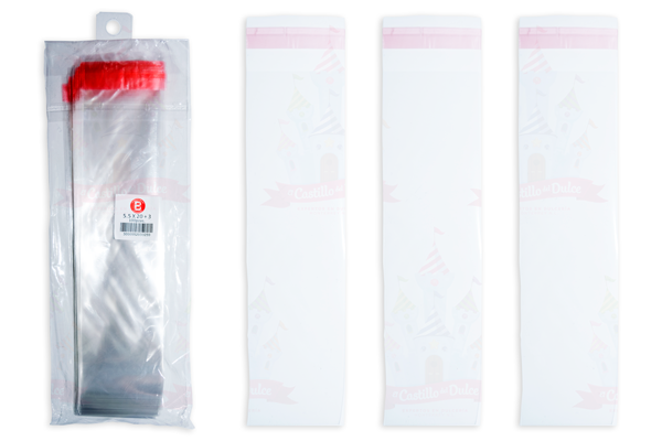 BOLSA CELOFAN C/ADHESIVO 5.5X20+3 50/100 PZ PYB - EL CASTILLO DEL DULCE