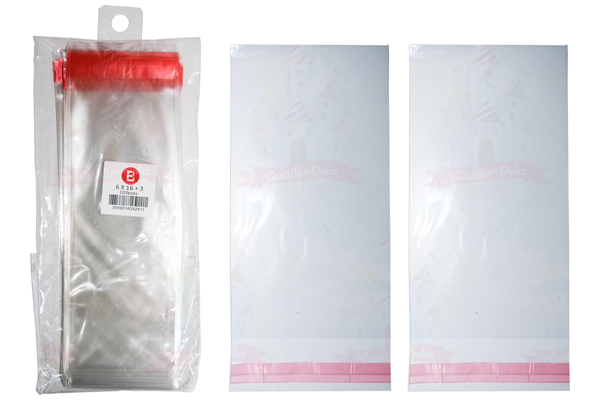 BOLSA CELOFAN C/ADHESIVO 6X16+3 50/100 PZ PYB - EL CASTILLO DEL DULCE