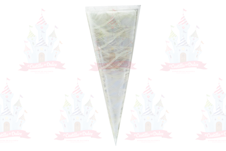CELOFAN CONICA FRANJA BLANCA 12X30 C/50 PZA LOZMAR - EL CASTILLO DEL DULCE