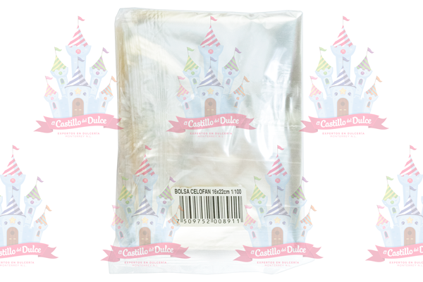 BOLSA CELOFAN 16X22 C/100 PZA - EL CASTILLO DEL DULCE