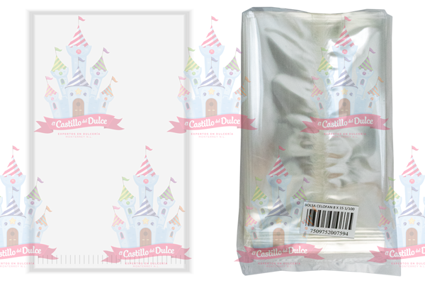 BOLSA CELOFAN 8X15 C/100 PZAS - EL CASTILLO DEL DULCE