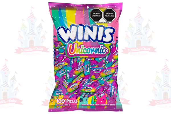 WINIS UNICORNIO DOBLE TORCIDO 24/100 PZA - EL CASTILLO DEL DULCE