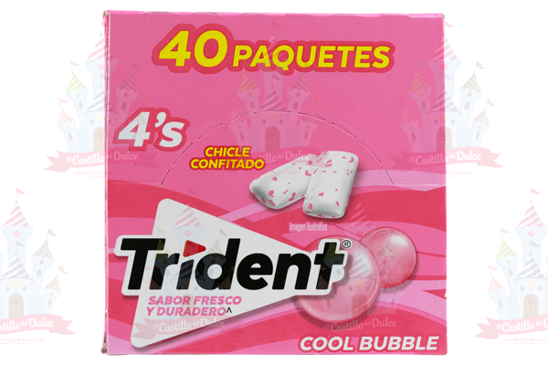 TRIDENT 4S COOL BUBLLE 40/40 PZA ADAMS - EL CASTILLO DEL DULCE