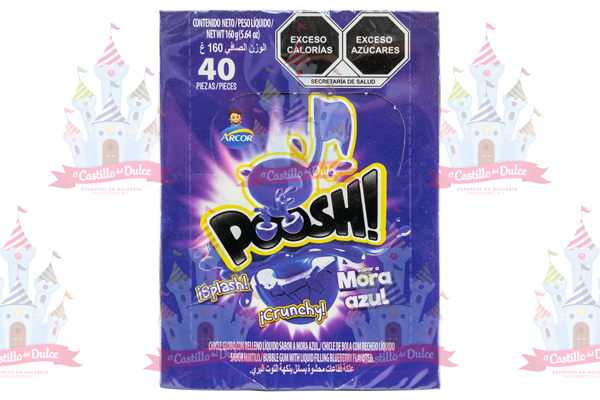CHICLE POOSH MORA AZUL 18/40 ARCOR – EL CASTILLO DEL DULCE