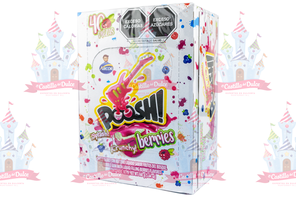 CHICLE POOSH BERRIES 18/40 PZA - EL CASTILLO DEL DULCE