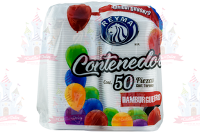 CONTENEDOR HAMBURGUESERO 10/50 PZ REYMA - EL CASTILLO DEL DULCE