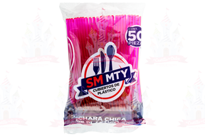 CUCHARA CHICA ROSA NEON 60/50 PZA SMMTY - EL CASTILLO DEL DULCE