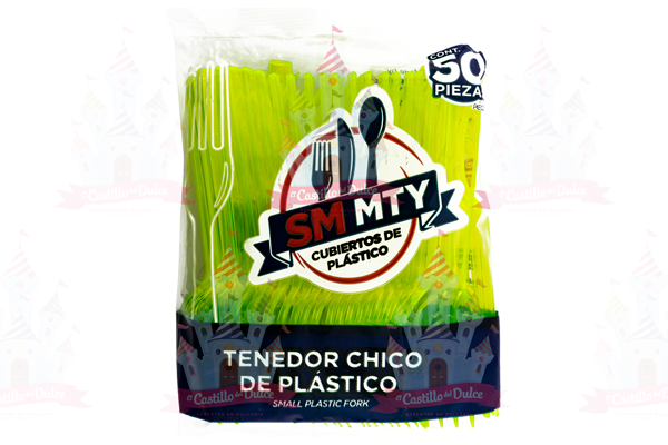 TENEDOR CHICO AMARILLO NEON 60/50 PZAS SMMTY - EL CASTILLO DEL DULCE