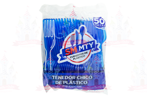 TENEDOR CHICO AZUL NEON 60/50 PZAS SMMTY - EL CASTILLO DEL DULCE