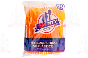 TENEDOR CHICO NARANJA NEON 60/50 PZAS SMMTY - EL CASTILLO DEL DULCE