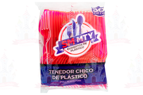 TENEDOR CHICO ROJO NEON 60/50 PZAS SMMTY - EL CASTILLO DEL DULCE
