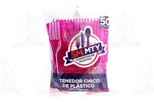 TENEDOR CHICO ROSA NEON 60/50 PZAS SMMTY - EL CASTILLO DEL DULCE