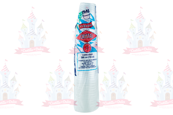 VASO CRISTAL 10 OZ C/TAPA C/25 PZA GOPLAS - EL CASTILLO DEL DULCE