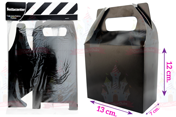 CAJA P/DULCES NEGRO LISO 25/10 PZ FESTACENTER - EL CASTILLO DEL DULCE