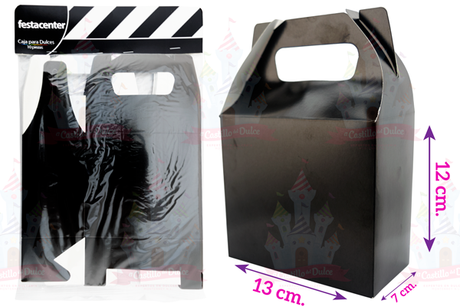CAJA P/DULCES NEGRO LISO 25/10 PZ FESTACENTER - EL CASTILLO DEL DULCE