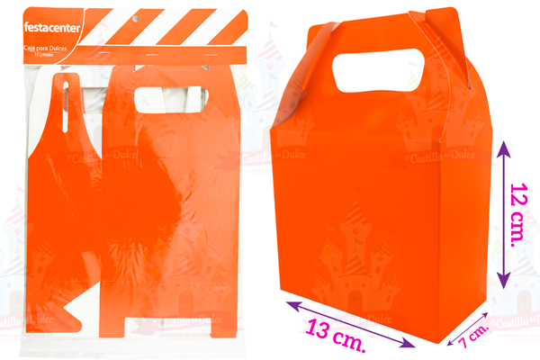 CAJA P/DULCES NARANJA 25/10 PZ FESTACENTER - EL CASTILLO DEL DULCE