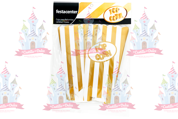 CAJA PALOMERA RAYAS ORO/BLANCO 25/10 FESTACEN - EL CASTILLO DEL DULCE