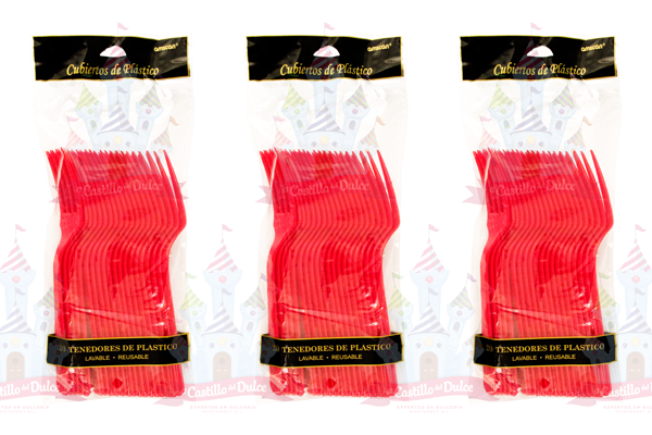 TENEDOR ROJO 6/20 AMSCAN - EL CASTILLO DEL DULCE