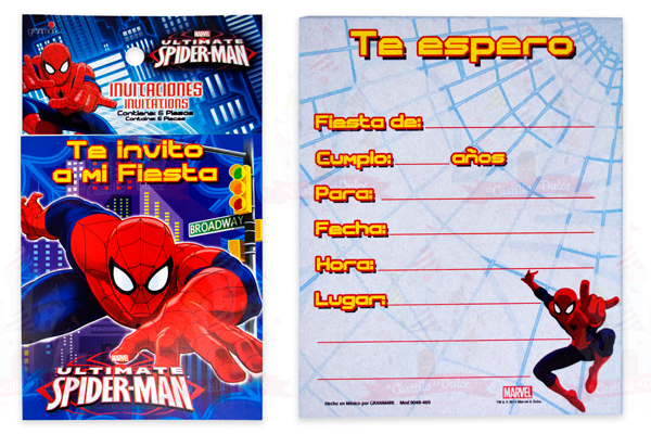 INVITACION SPIDERMAN ULTIMATED 24/6 GRANMARK - EL CASTILLO DEL DULCE