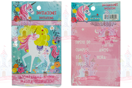 INVITACION UNICORNIO 24/8 PZA GRANMAR - EL CASTILLO DEL DULCE