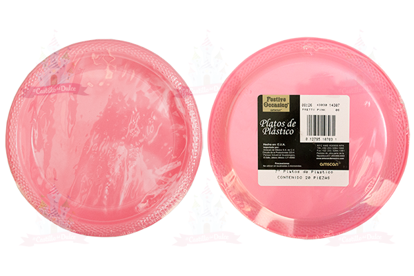 PLATO #7 ROSA BEBE 10/20 AMSCAN - EL CASTILLO DEL DULCE