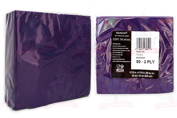SERVILLETA COCTEL MORADO 12/50 AMSCAN - EL CASTILLO DEL DULCE