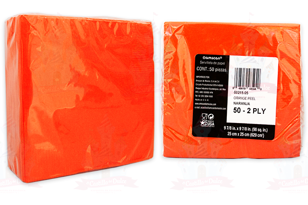 SERVILLETA COCTEL NARANJA 12/50 AMSCAN - EL CASTILLO DEL DULCE