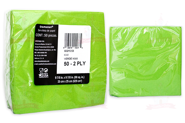 SERVILLETA COCTEL VERDE KIWI 12/50 AMSCAN - EL CASTILLO DEL DULCE