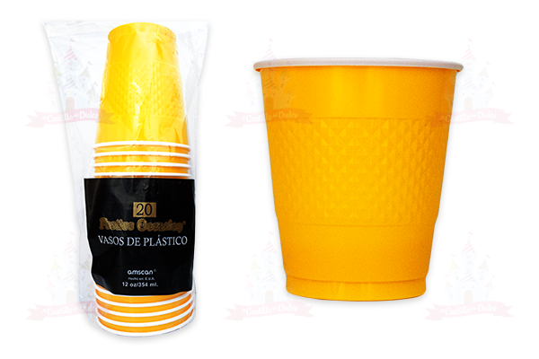 VASO #12 AMARILLO BRILL. 10/20 AMSCAN - EL CASTILLO DEL DULCE