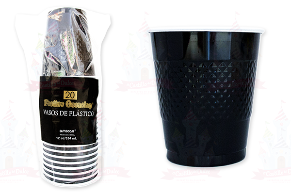 VASO #12 NEGRO 10/20 AMSCAN - EL CASTILLO DEL DULCE