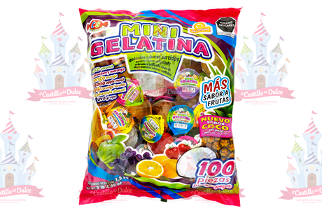 MINI GELATINA BOLSA 8/100 PZAS DELICIAS - EL CASTILLO DEL DULCE