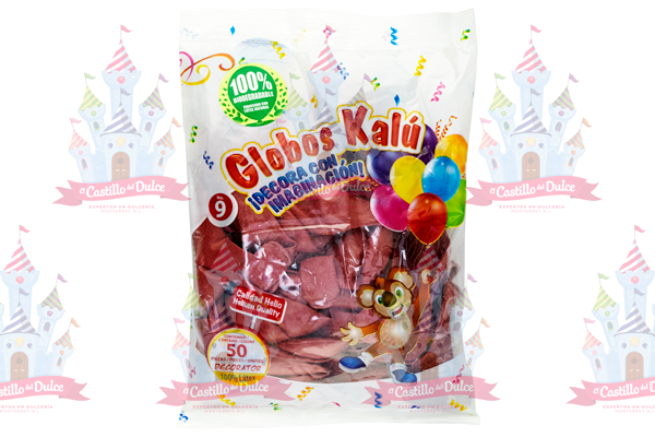 GLOBO DEC #9 ROJO CEREZA 50/50 PZA KALU - EL CASTILLO DEL DULCE