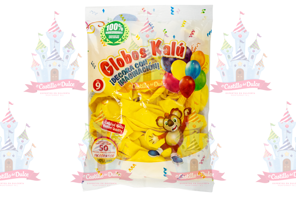 GLOBO DEC #9 AMARILLO 50/50 PZAS KALU - EL CASTILLO DEL DULCE