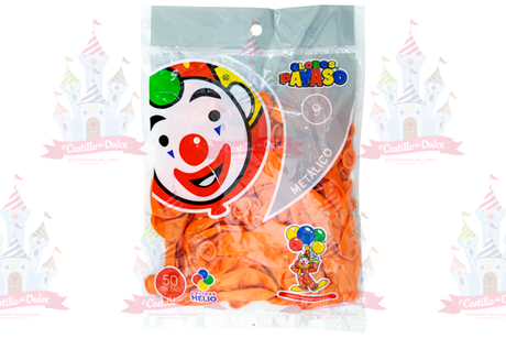 GLOBO MET #9 NARANJA 100/50 PZS - EL CASTILLO DEL DULCE