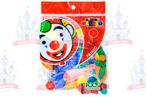 GLOBO PAYASO #7 100/50 PZS - EL CASTILLO DEL DULCE
