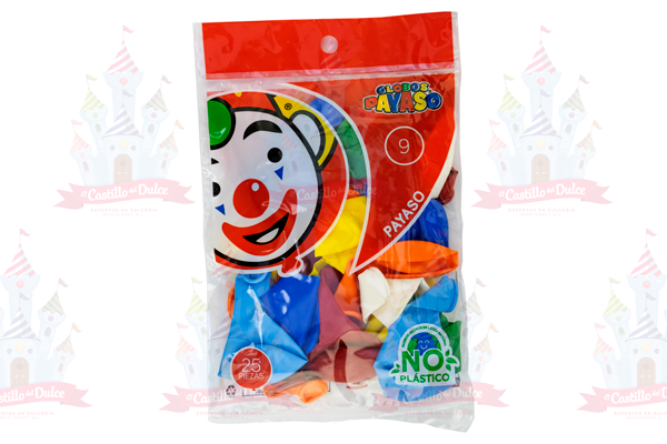 GLOBO PAYASO #9 200/25 PZS - EL CASTILLO DEL DULCE