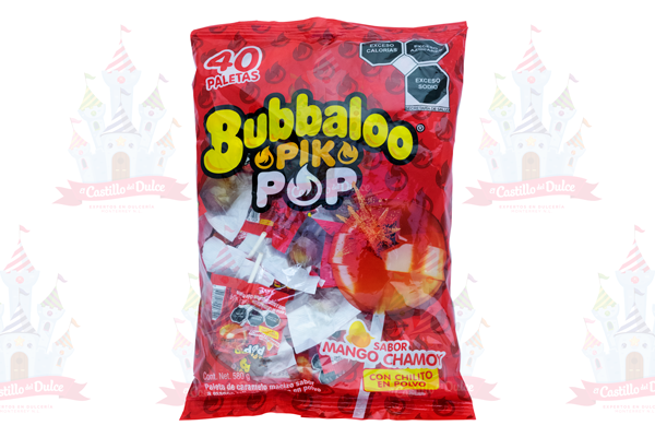 PALETA BUBBALOO PIKPOP MANGO 24/40 PZA ADAMS - EL CASTILLO DEL DULCE