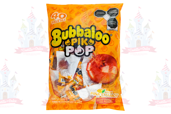 PALETA BUBBALOO PIKPOP PIÑA 24/40 PZA ADAMS – EL CASTILLO DEL DULCE