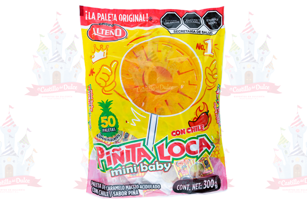 PALETA MINI BABY PIÑITA LOCA 28/50 PZA ALTEÑO - EL CASTILLO DEL DULCE