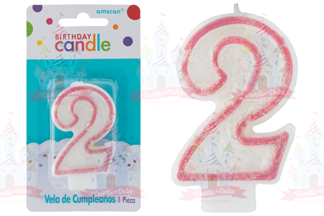 VELA #2 C/GLIT BRILL FUCSIA 12/1 PZA GRANMARK - EL CASTILLO DEL DULCE