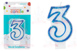 VELA #3 C/GLIT BRILL AZUL 12/1 PZA GRANMARK - EL CASTILLO DEL DULCE