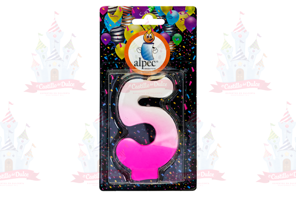 VELA NUMERO 5 BICOLOR ROSA 20/1 PZA ALPE - EL CASTILLO DEL DULCE