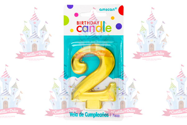 VELA # 2 DORADA 12/1 PZA GRANMARK - EL CASTILLO DEL DULCE