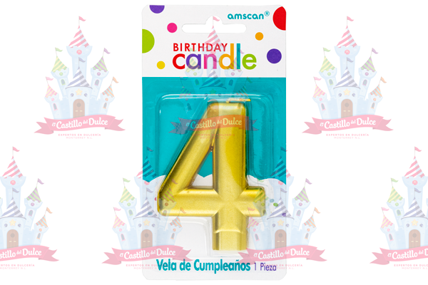 VELA # 4 DORADA 12/1 PZA GRANMARK - EL CASTILLO DEL DULCE