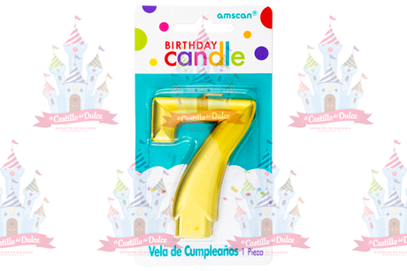 VELA # 7 DORADA 12/1 PZA GRANMARK - EL CASTILLO DEL DULCE