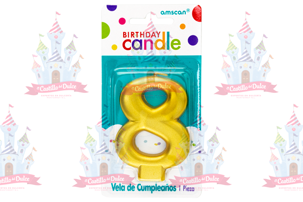 VELA # 8 DORADA 12/1 PZA GRANMARK - EL CASTILLO DEL DULCE