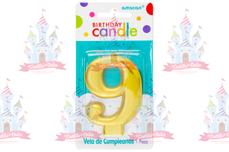VELA # 9 DORADA 12/1 PZA GRANMARK - EL CASTILLO DEL DULCE
