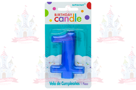 VELA METALICA # 1 AZUL 12/1 PZA GRANMARK - EL CASTILLO DEL DULCE